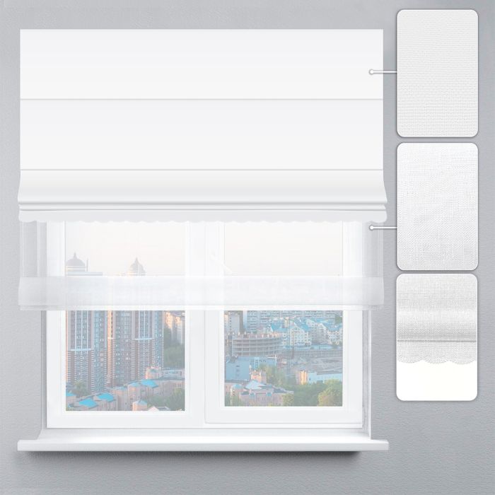 Римська штора День-Ніч Тюль/Велюр з ажуром білий