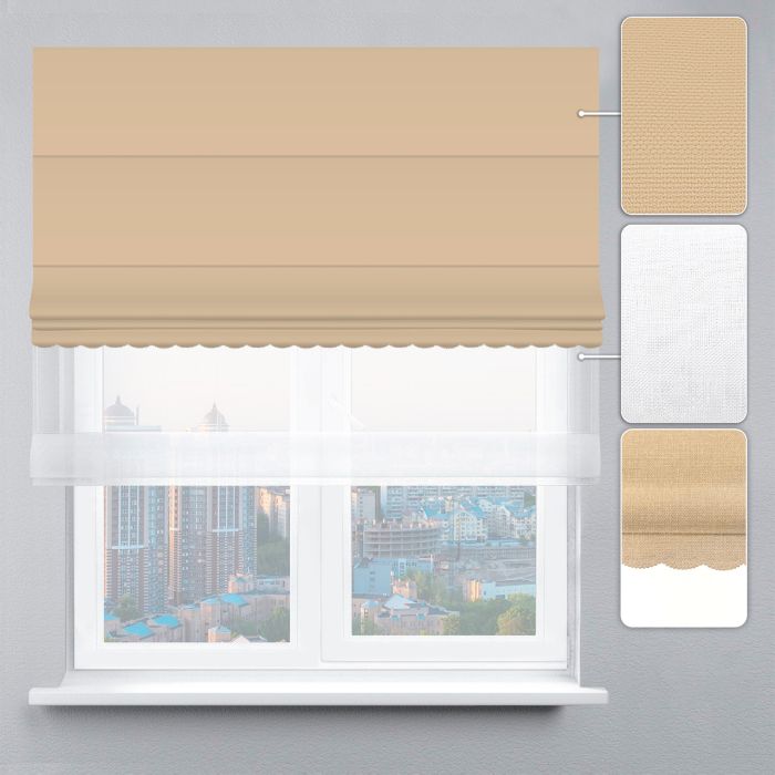 Римська штора День-Ніч Тюль/Велюр із ланцюжковим карнизом з ажуром бежевий