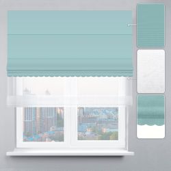 Римська штора День-Ніч Тюль/Велюр з ажуром бірюзовий