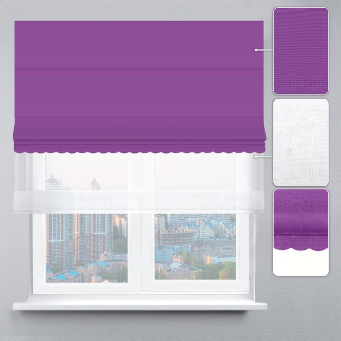Римська штора День-Ніч Тюль/Велюр із ланцюжковим карнизом з ажуром фіолетовий