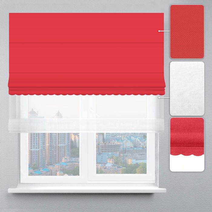 Римська штора День-Ніч Тюль/Велюр із ланцюжковим карнизом з ажуром червоний