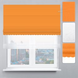 Римська штора День-Ніч Тюль/Велюр із ланцюжковим карнизом з ажуром помаранчевий