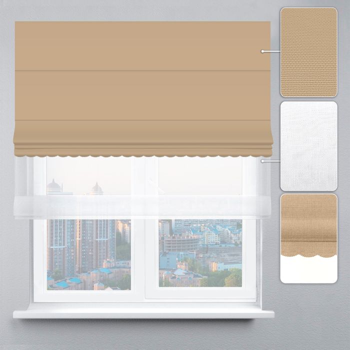 Римська штора День-Ніч Тюль/Велюр з ажуром горіховий