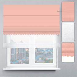Римська штора День-Ніч Тюль/Велюр з ажуром пудровий