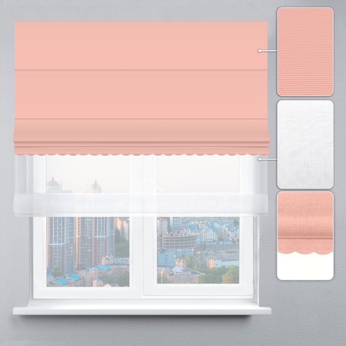 Римська штора День-Ніч Тюль/Велюр з ажуром пудровий