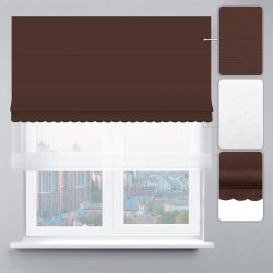 Римська штора День-Ніч Тюль/Велюр з ажуром шоколадний