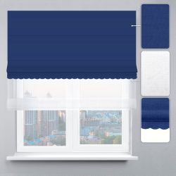 Римська штора День-Ніч Тюль/Велюр з ажуром синій
